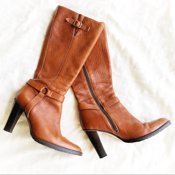 J. Crew Chestnut Brown Harness Heeled Boots, Size 6 - Picture 1 of 8
